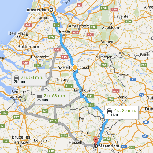 Google Travel Recommendation for the Amsterdam-Maastricht Route