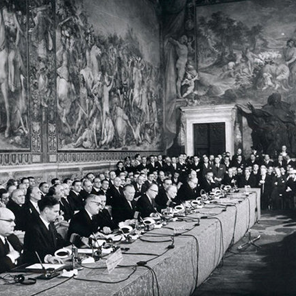 Treaty of Rome Signing Ceremony (source: Wikipedia)